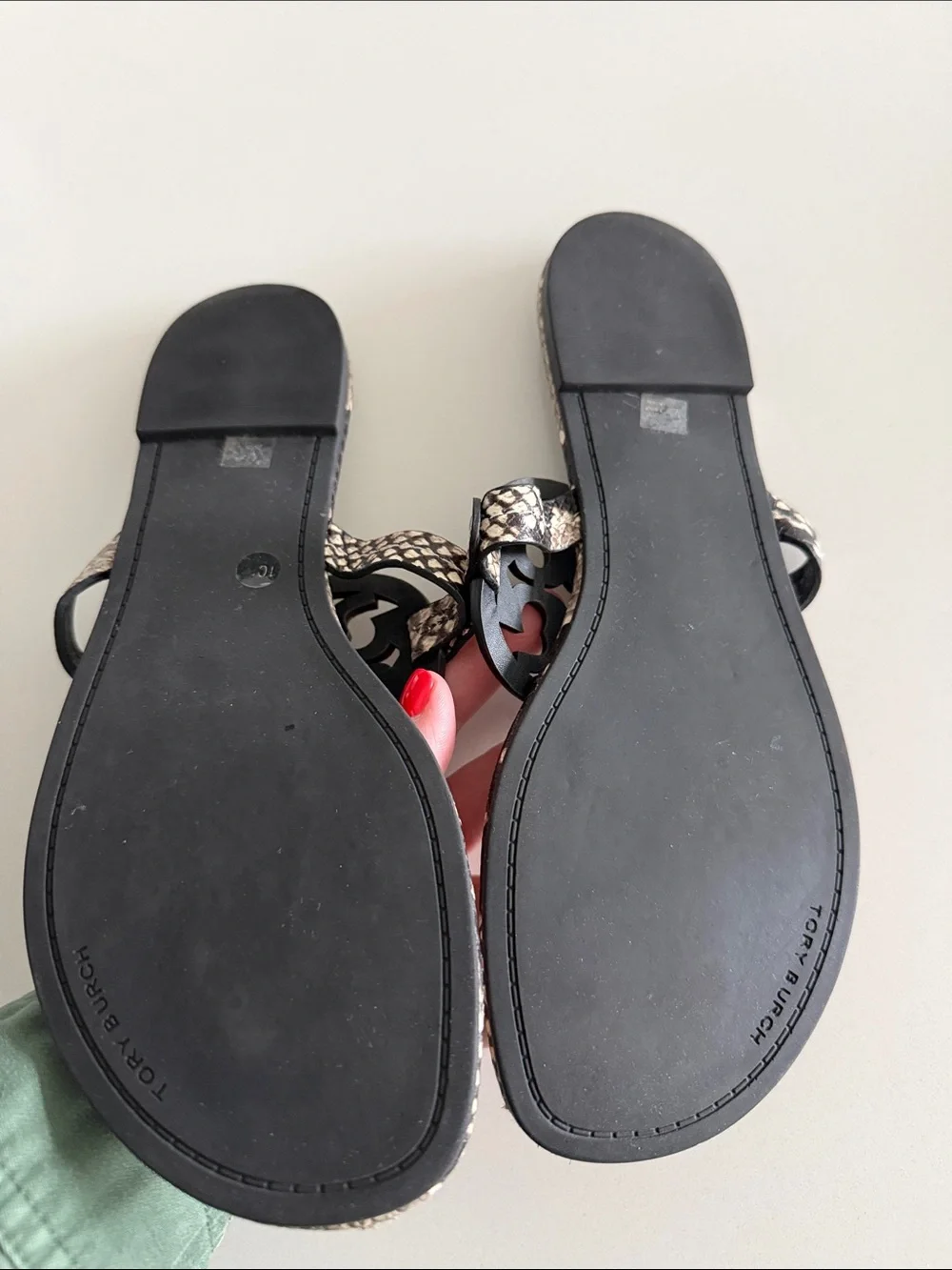Tory Burch Miller Snakeskin Print Slide Sandals - Neutral Tones